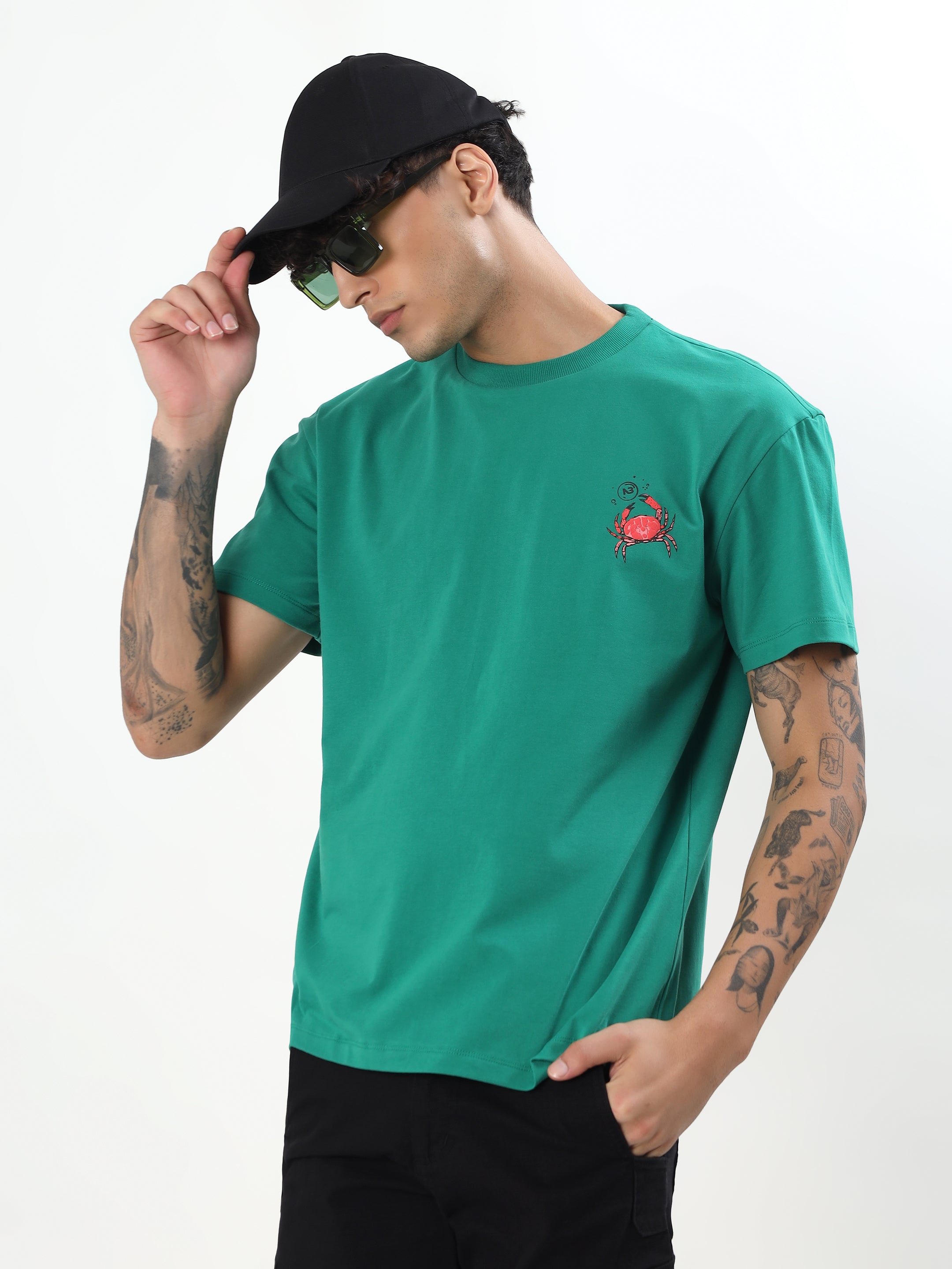 "CRAB CLAW GRAPHIC" PRINTED OVERSIZED T-SHIRT