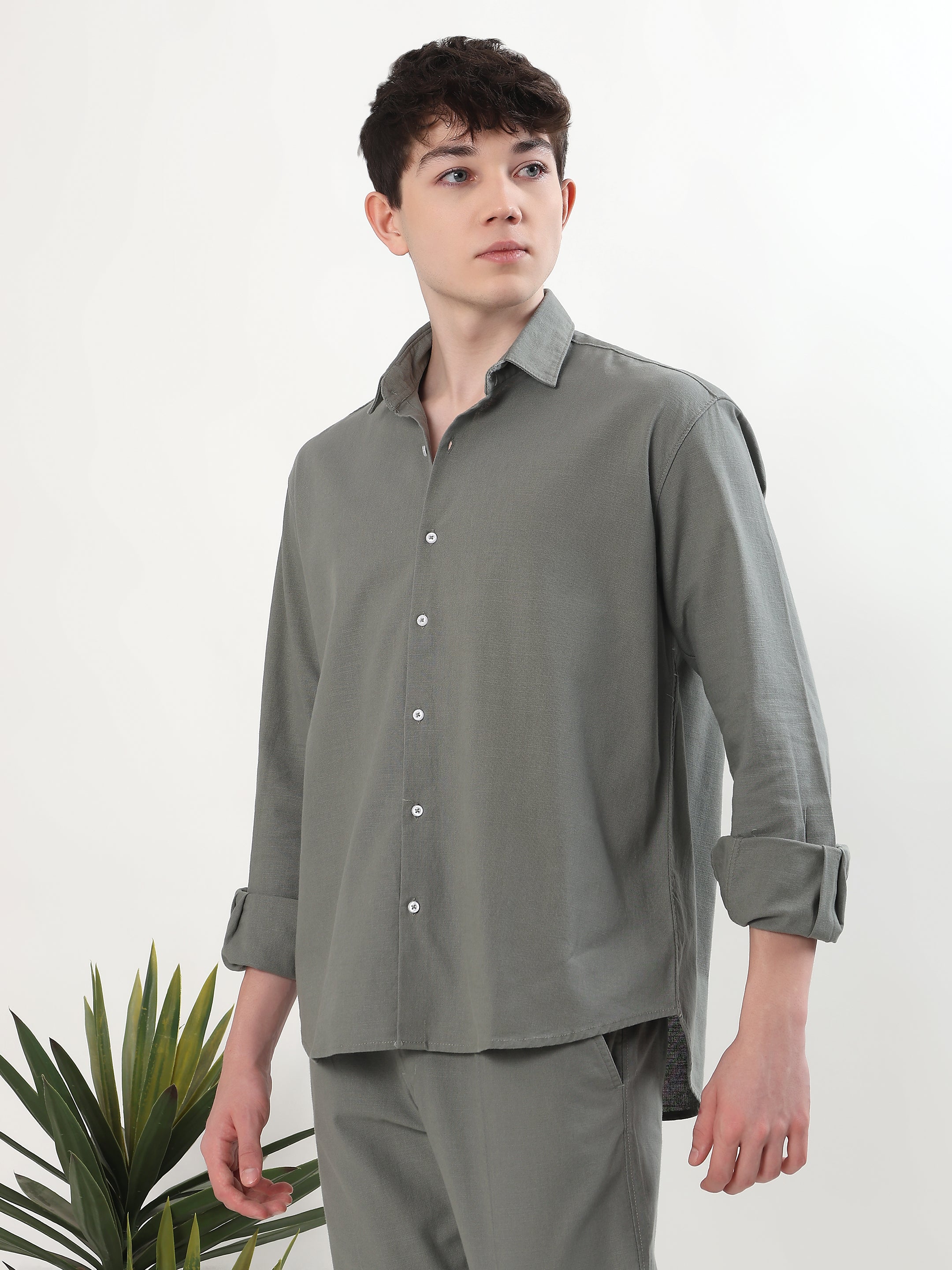 SAGE GREEN MEN'S LINEN CASUAL CO-ORD SET