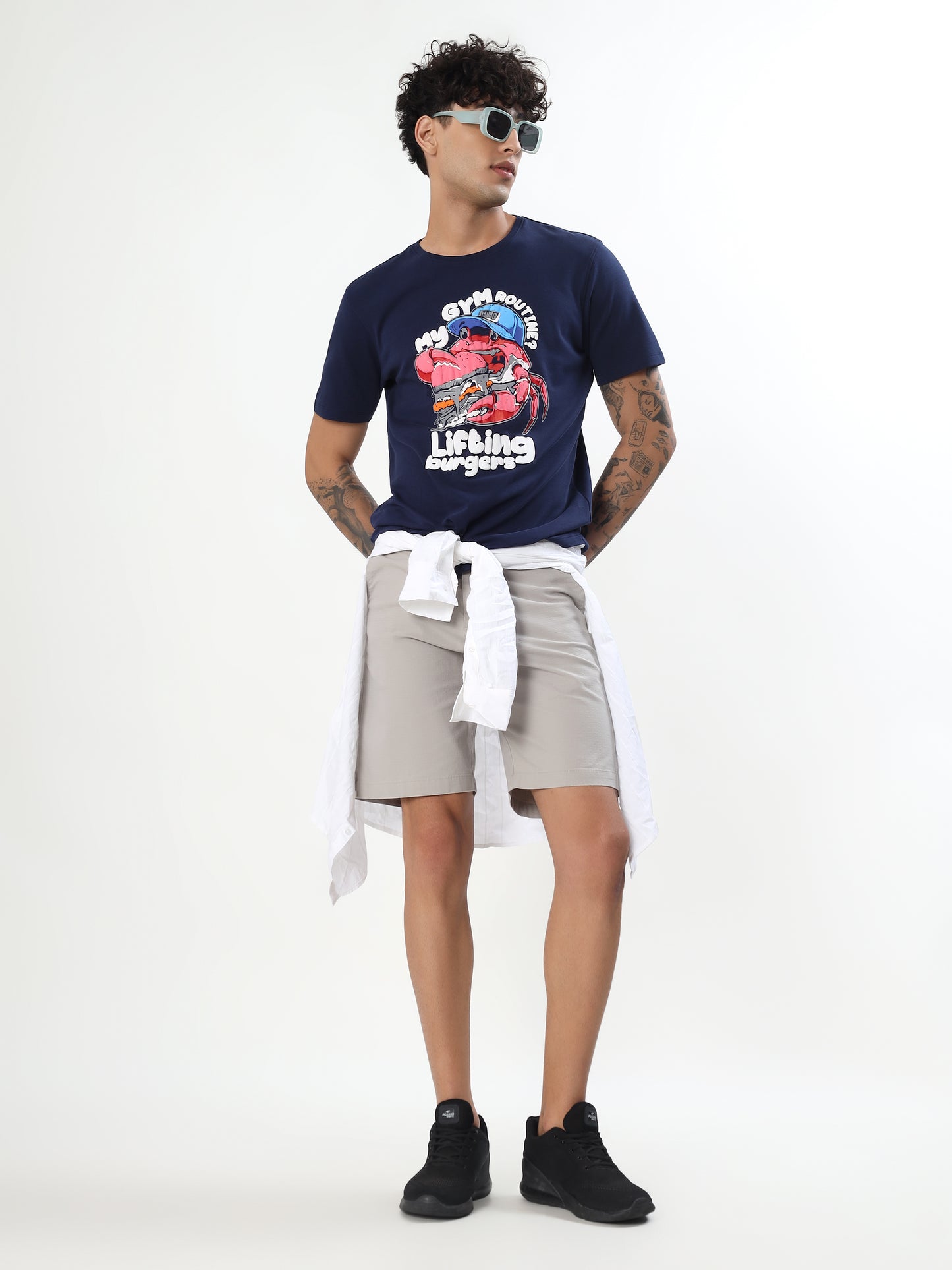 NAVY BLUE MY GYM ROUTINE GRAPHIC T-SHIRT