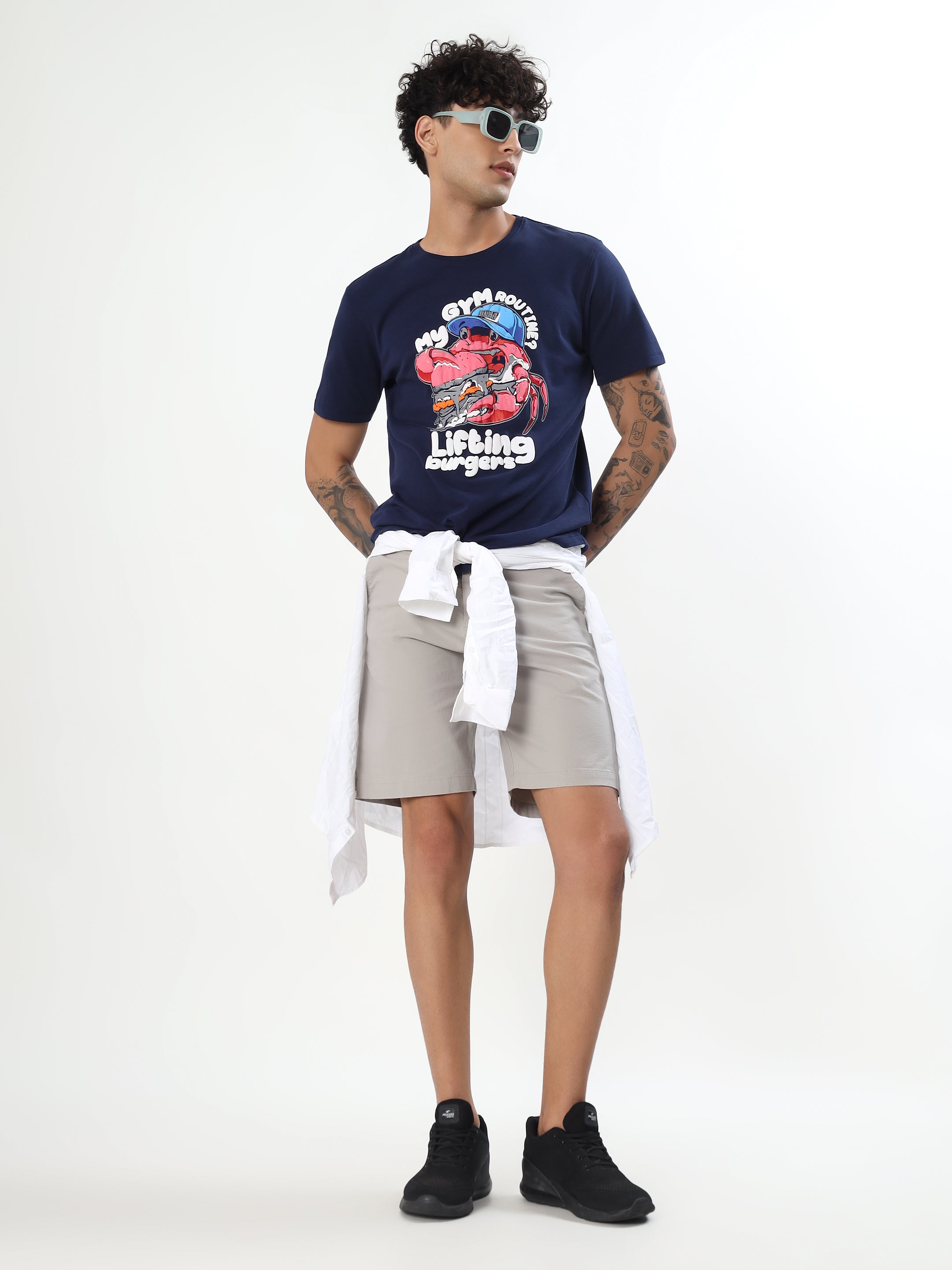 NAVY BLUE MY GYM ROUTINE GRAPHIC T-SHIRT