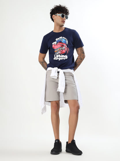 NAVY BLUE MY GYM ROUTINE GRAPHIC T-SHIRT