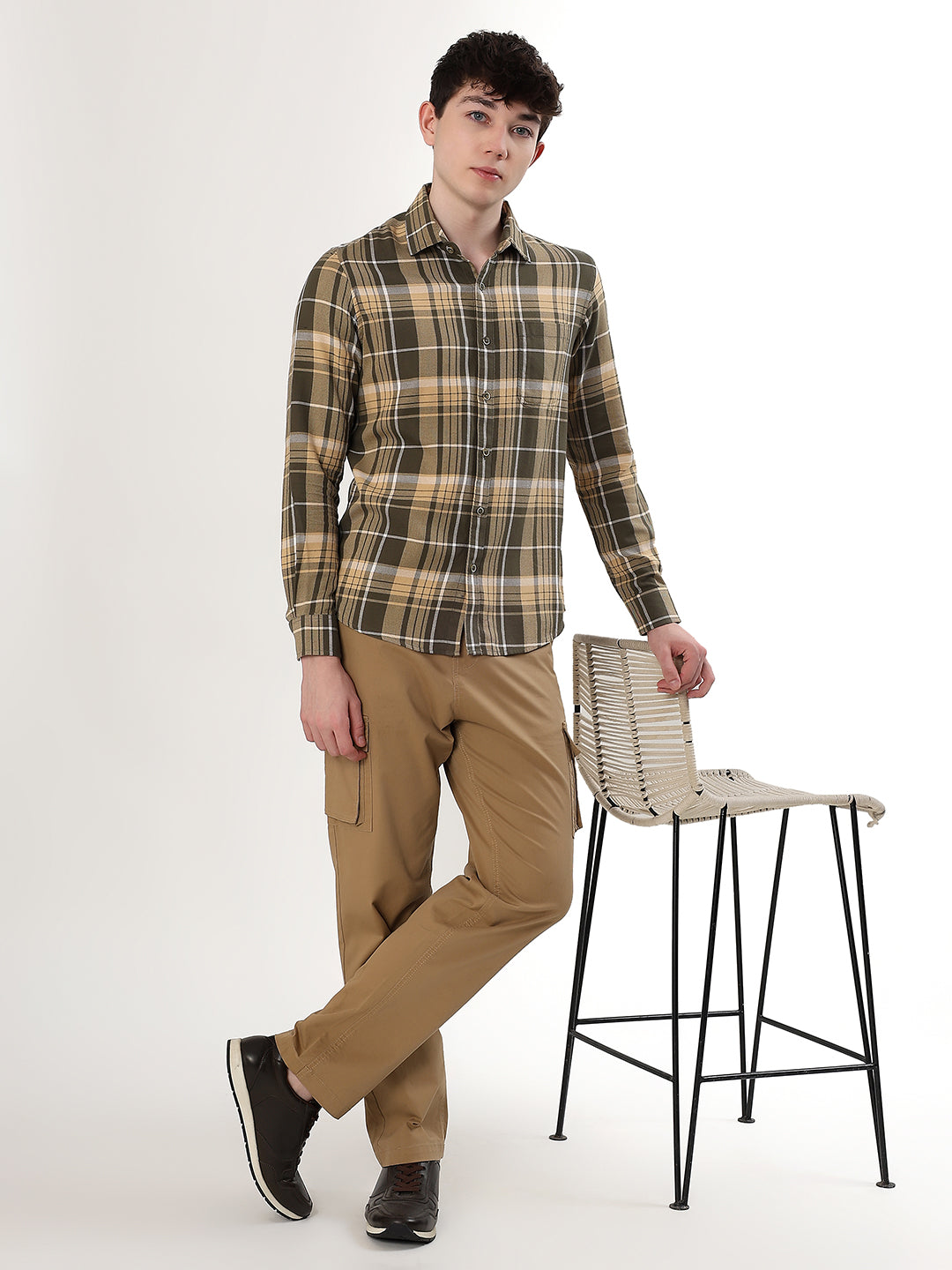 OLIVE & BEIGE PLAID CHECK