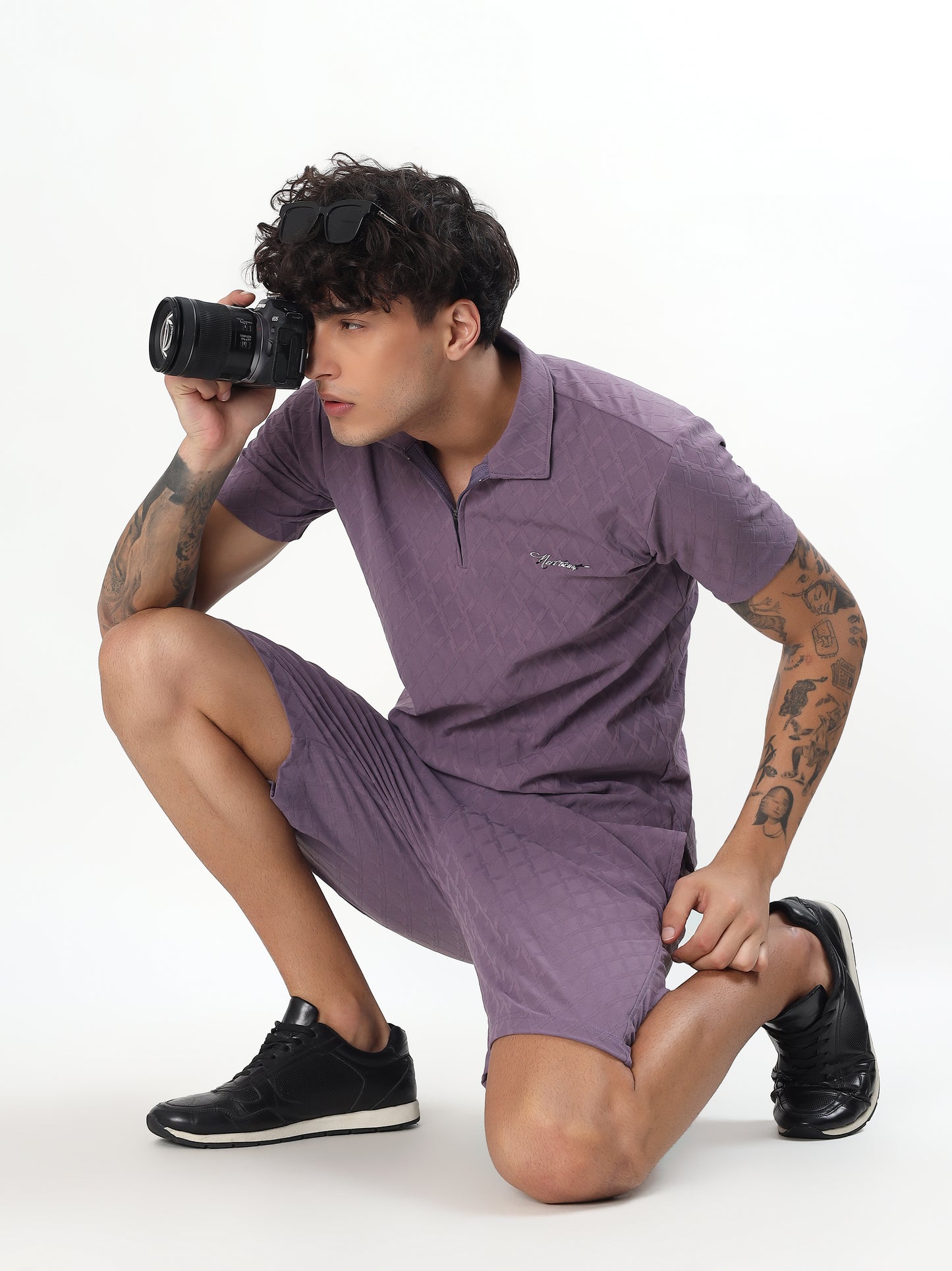 DUSTY MAUVE JACQUARD POLO CO-ORD SET