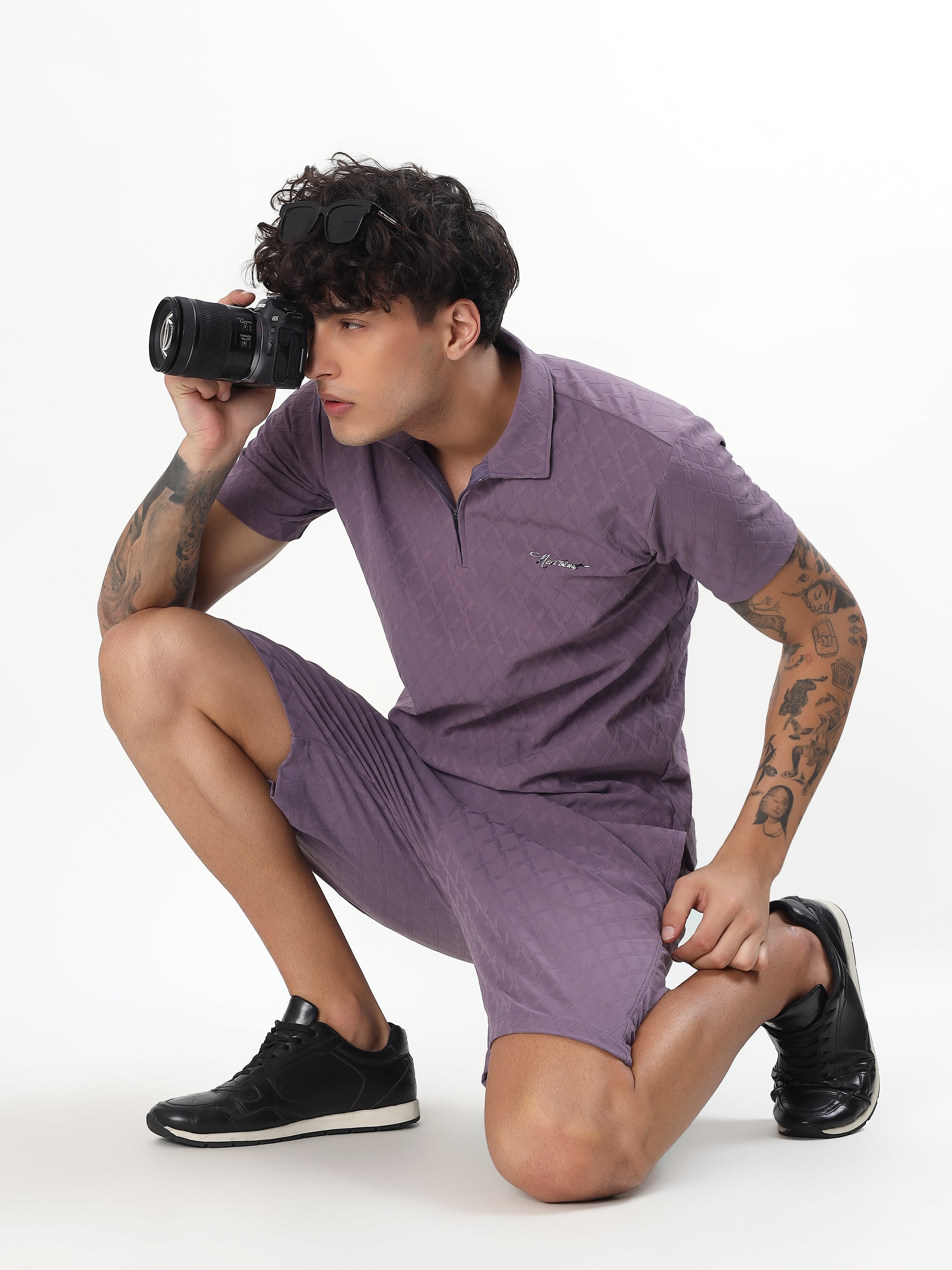 DUSTY MAUVE JACQUARD POLO CO-ORD SET