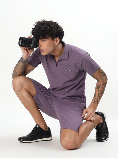DUSTY MAUVE JACQUARD POLO CO-ORD SET