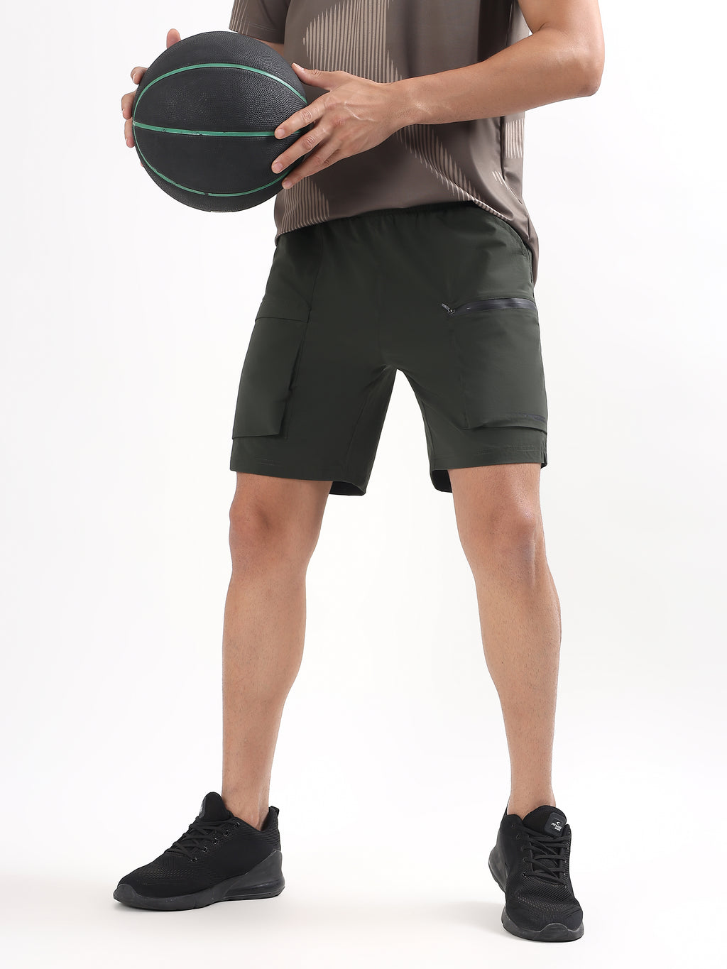 MEN DARK GREEN LIGHTWEIGHT UTILITY SHORTS