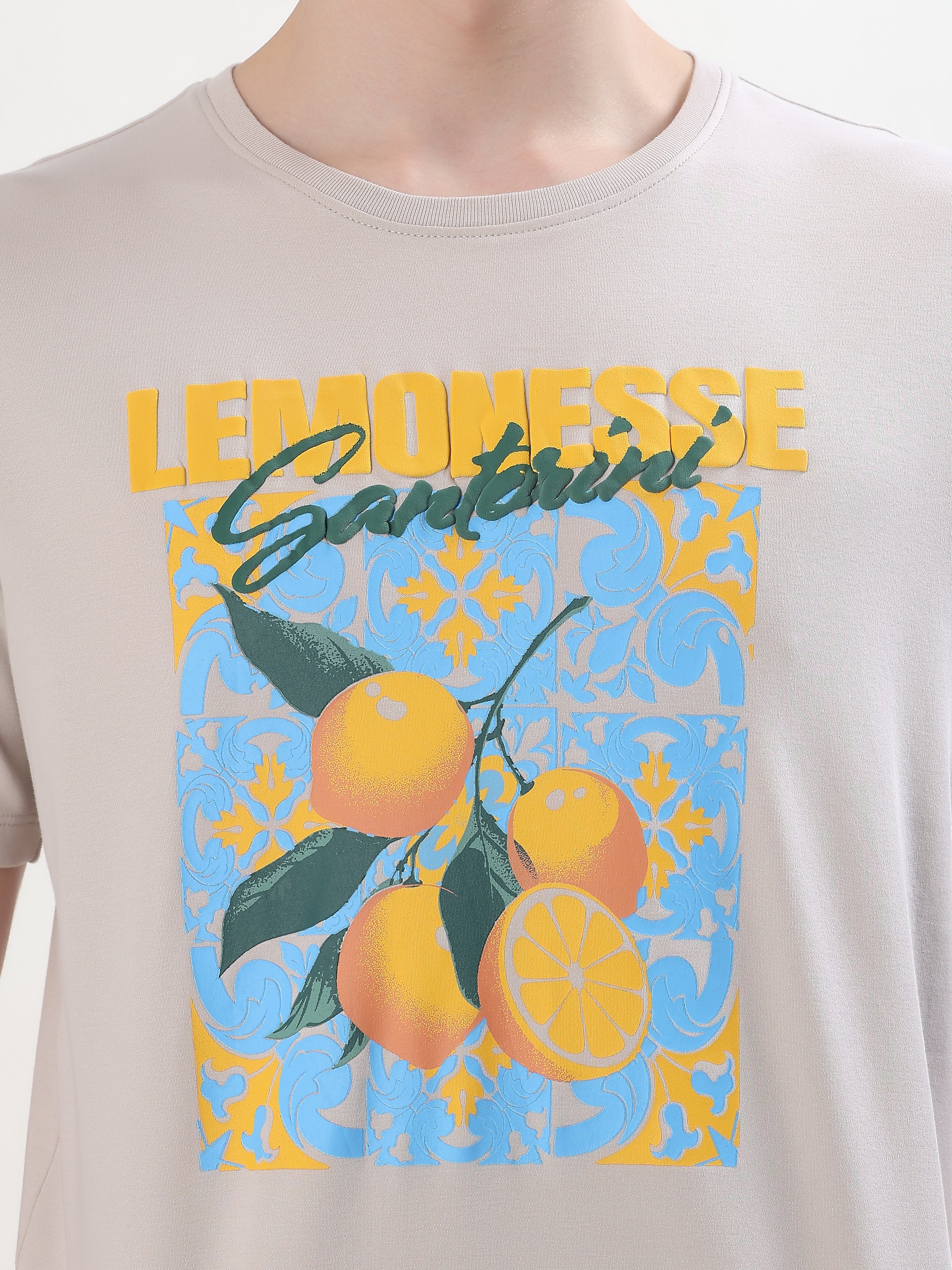 SAND BEIGE LEMON GRAPHIC PREMIUM T-SHIRT