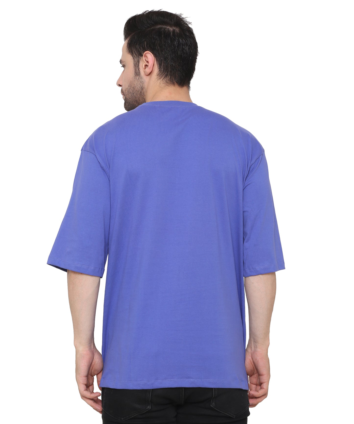 Blue Marguerite Oversized Cotton T-shirts Relaxed Fit Tees for Men