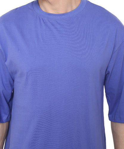 Blue Marguerite Oversized Cotton T-shirts Relaxed Fit Tees for Men