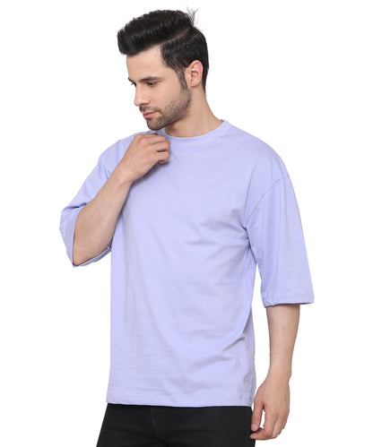 Light Lavender Oversized Cotton T-shirts Relaxed Fit Tees for Men