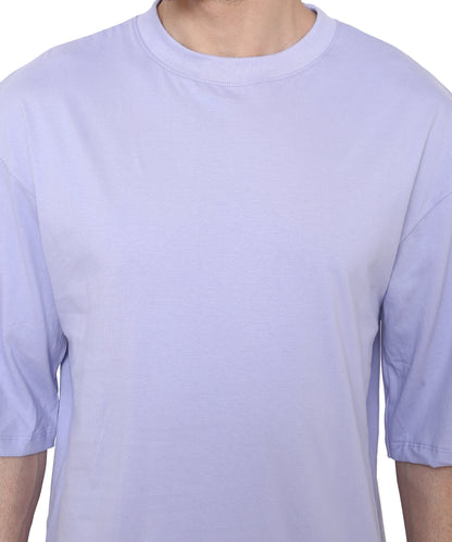 Light Lavender Oversized Cotton T-shirts Relaxed Fit Tees for Men