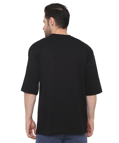 Black Oversized Cotton T-shirts Relaxed Fit Tees for Men