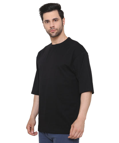 Black Oversized Cotton T-shirts Relaxed Fit Tees for Men