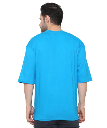 Ball Blue Oversized Cotton T-shirts Relaxed Fit Tees for Men