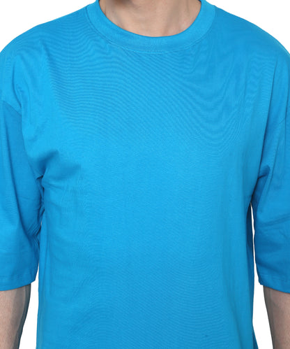 Ball Blue Oversized Cotton T-shirts Relaxed Fit Tees for Men