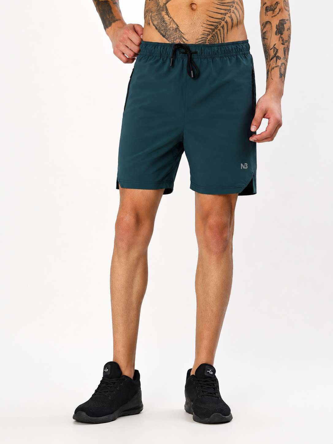 DEEP TEAL NYLON CRUSH PERFORMANCE SHORTS