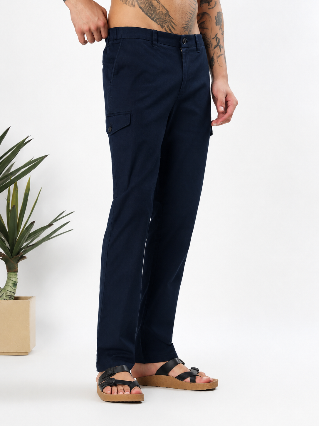 NAVY BLUE SLIM FIT CHINOS PANTS
