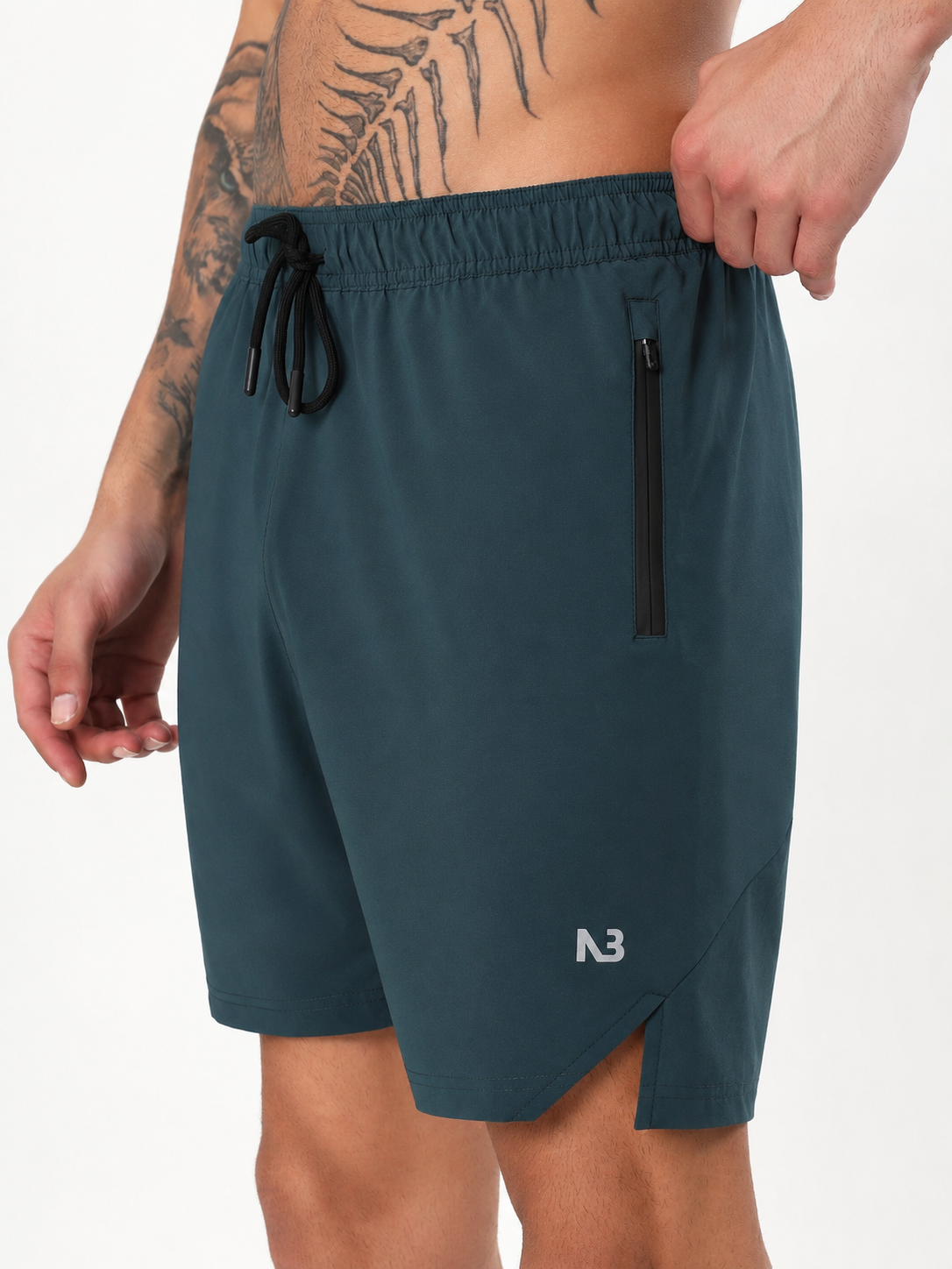 DEEP TEAL NYLON CRUSH PERFORMANCE SHORTS
