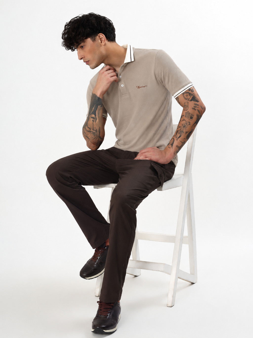 TEXTURED TIPPED COLLAR POLO T-SHIRT