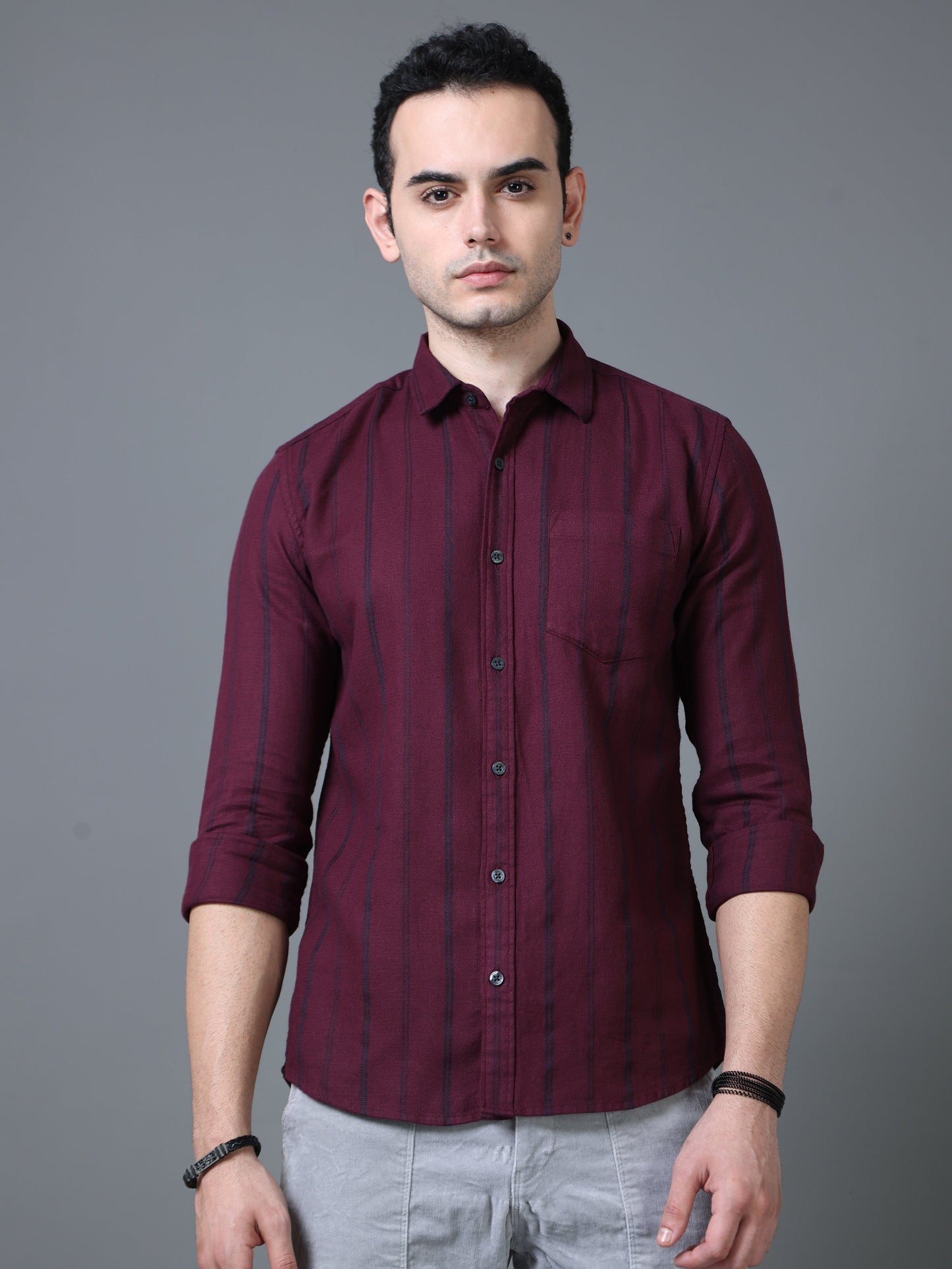 Pencil Dual Maroon Stripe shirt