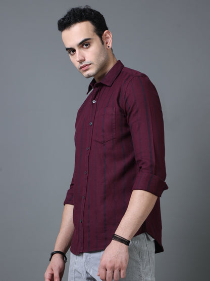 Pencil Dual Maroon Stripe shirt