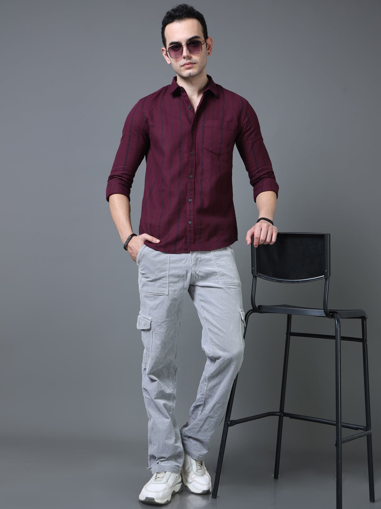 Pencil Dual Maroon Stripe shirt