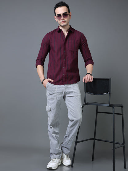Pencil Dual Maroon Stripe shirt